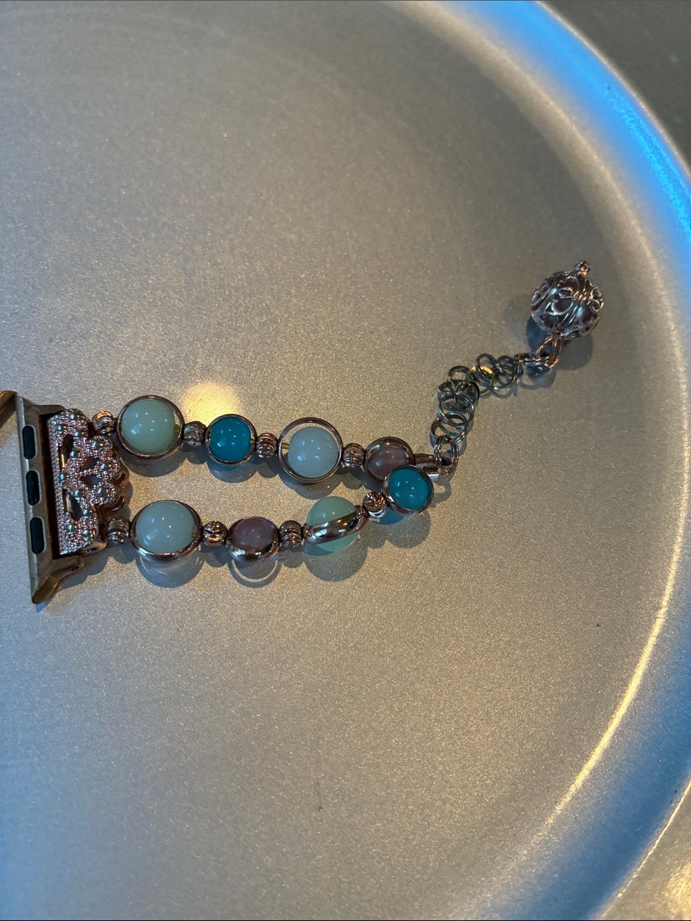 Apple Watch Rose Gold Bracelet with Turquoise and Opal Colors Size 38-41m - Picture 3 of 5
